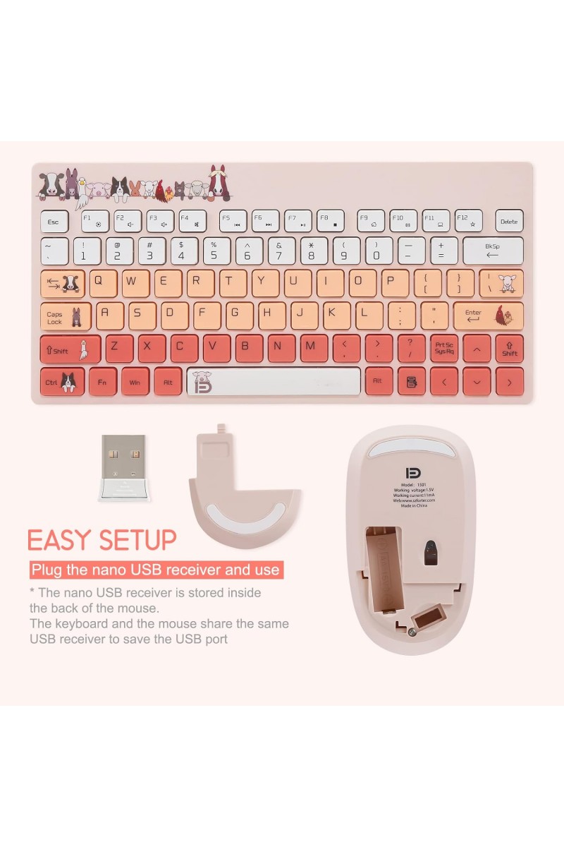 Wireless Keyboard and Mouse Combo 2.4G USB Compact Portable